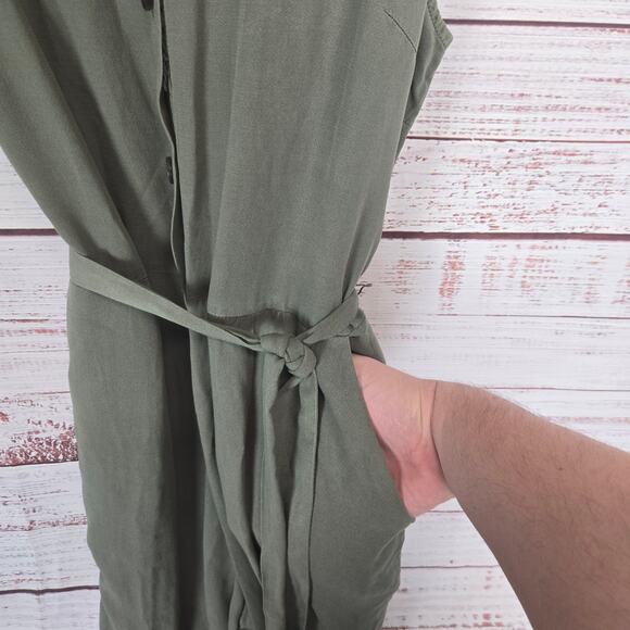 Splendid Helena Crop Jumpsuit Moss XL Moss Green Lagenlook Soft Lightweight NWT - Picture 10 of 16